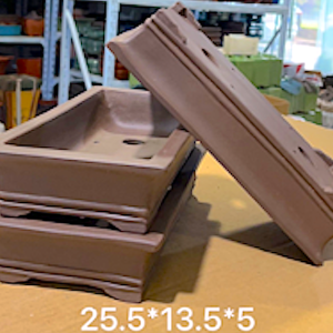 Lipped Concave Edged Double Line Narrow Bonsai Container 25L x 13W x 5.5cmDeep