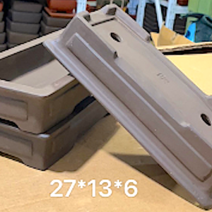 Lipped Convex Sided Narrow Bonsai Container 27L x 13W x 6cmDeep