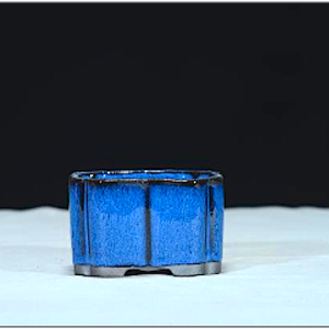 Blue Glazed Square Diamond Shaped Bonsai Container 9L x 9W x 5.2cmDeep