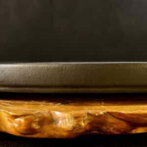 Black Grey Narrow Ribbon Waisted Oval Tray w. Inset Feet 41L x 27W x 7cmDeep